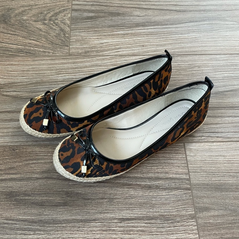 Andrew Geller Leopard Print Flats - Brown Black